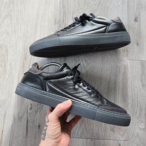 Hirundo | black monochrome leather sporty low-top sneakers | MENS 9